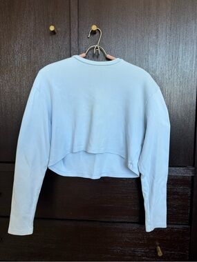 WARDROBE.NYC Light Blue Cropped Long-Sleeve Top